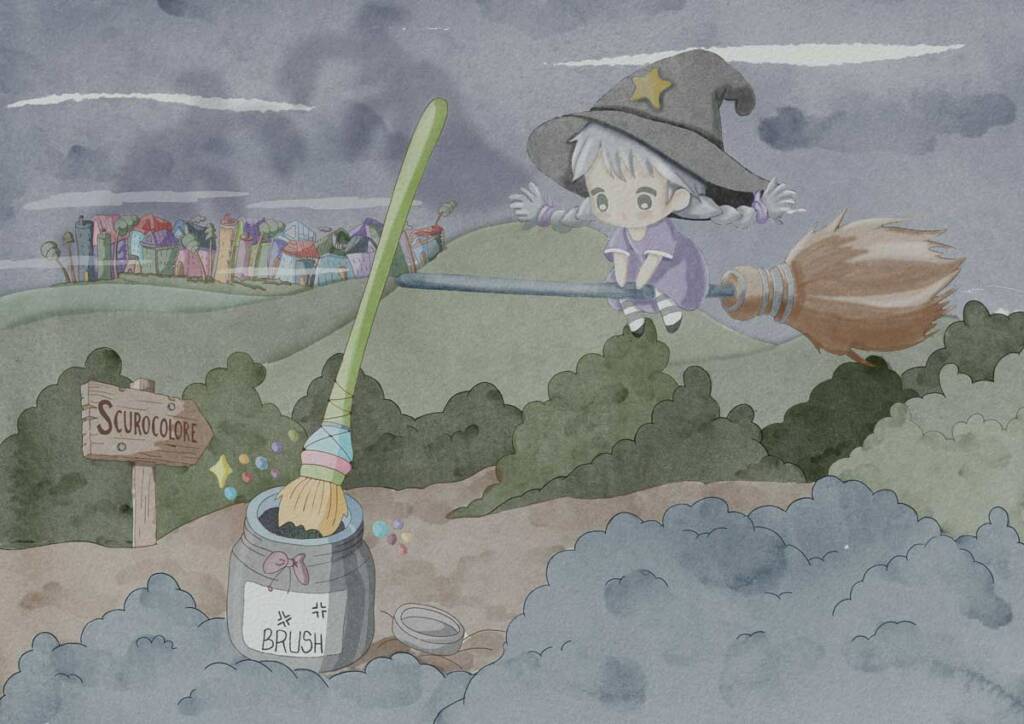 libro illustrato ad acquerello per bambini, Nila incontra il pennello magico