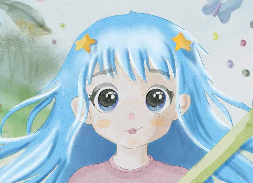 libro illustrato ad acquerello per bambini, Nila particolare della copertina