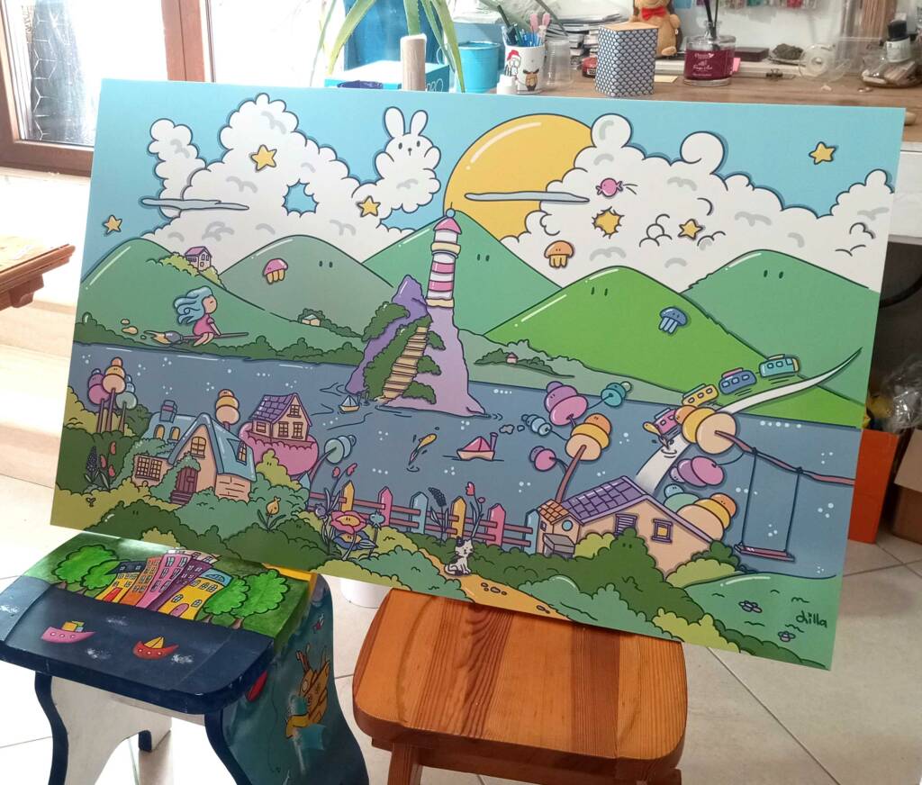 Stampa per arredamento Quadro con illustrazione in stile kawaii