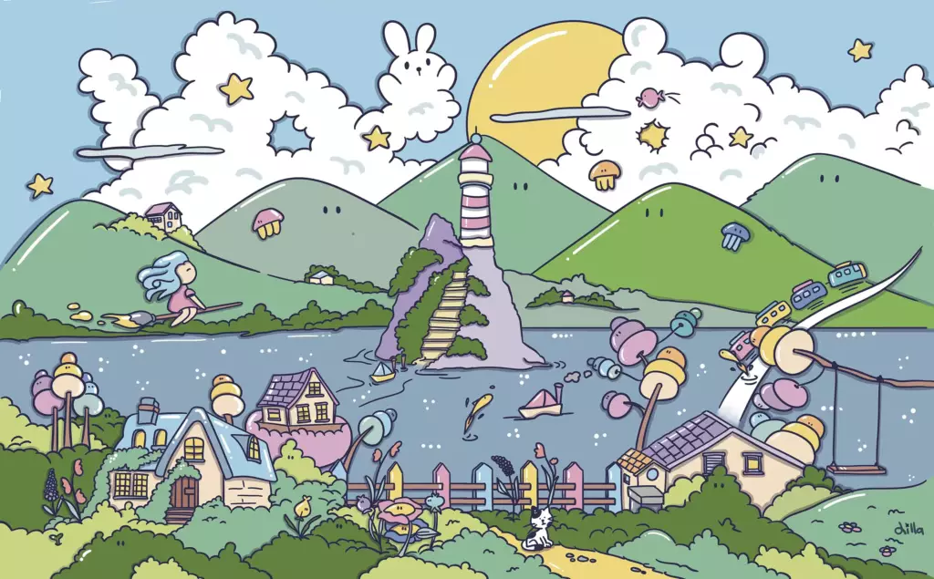 Illustrazione della streghetta dei colori