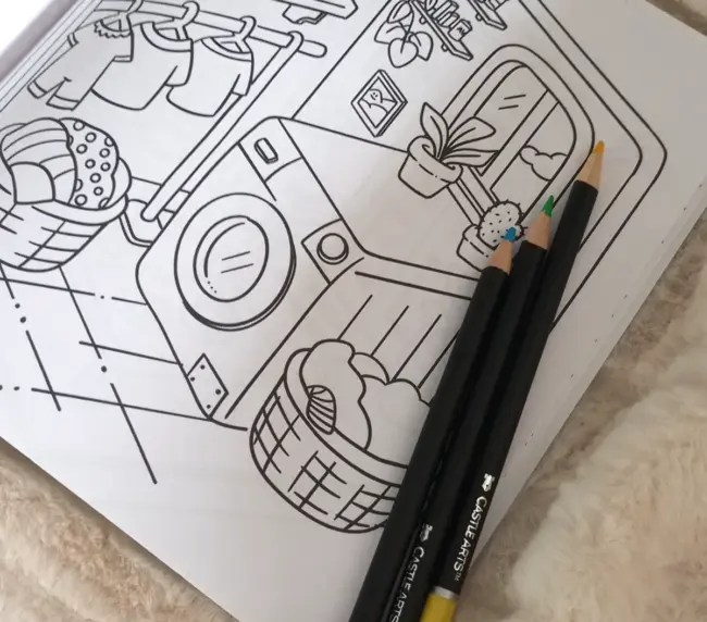 calma l'ansia colorando illustrazione libro laundry