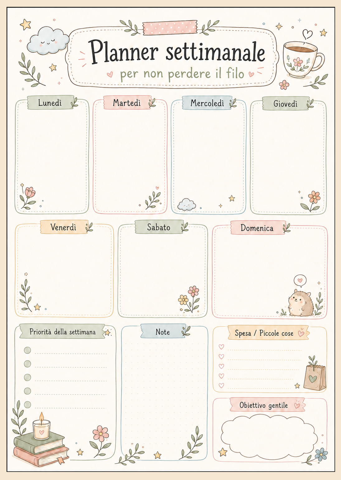 Planner settimanale da stampare