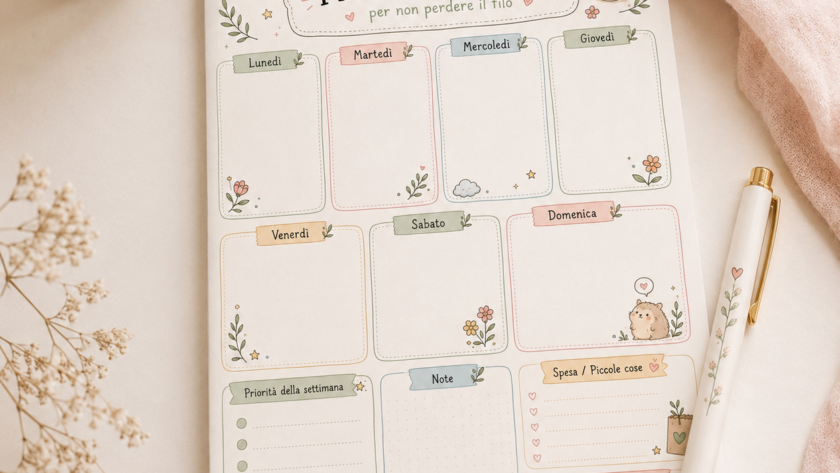 Planner settimanale sulla scrivania