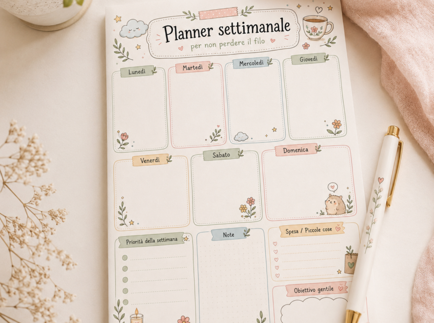 Planner settimanale sulla scrivania