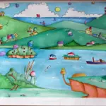 Illustrazioni con marker girben e pastelli Castle Art