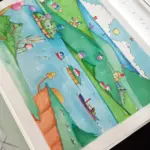 Illustrazioni con marker girben e pastelli Castle Art
